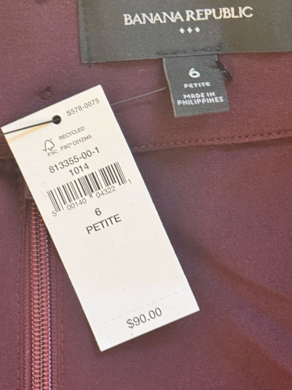 NWT Banana Republic Factory Seamed Mini Dress Size 6P in color Vino Rosso - Picture 6 of 11